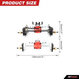 RCAWD Full Metal Front Rear Differential Locker Portal Axles Assemblies for Axial SCX24 AXI90081 AXI00001 AXI00002 AXI00005 AXI00006 Portal Axle Upgrade Parts(Silver)