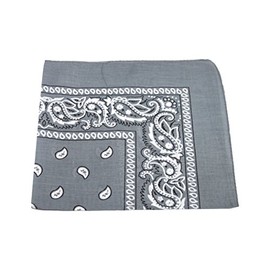 LIGHT GREY - Paisley Style Bandana Square Bikers Head Scarf Neck Wrist Wrap