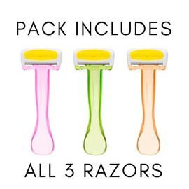 Tinkle Recortadora de bikini | 1 paquete de 3 maquinillas de afeitar desechables | Tira de humedad para afeitado de áreas sensibles | Kit de día de sp