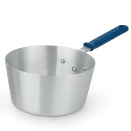 Vollrath 434212 2.75-Quart Wear-Ever Tapered Aluminum Sauce Pan with Silicone Grip for Restaurant Cafeteria Catering | Blue Cool Handle, 7.75"W x 16.54"D x 6.50"H, Natural Finish, 18-Gauge Alloy, NSF