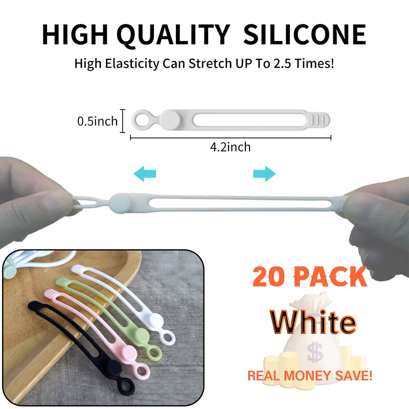 [20本 セット]UMUSTケーブルバンド コードまとめる シリコン ケーブル まとめる 結束バンド 収納バンド 多機能 ケーブルクリップ