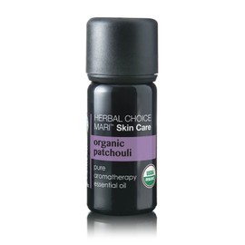 Organic Patchouli Essential Oil by Herbal Choice Mari (0.3 Fl Oz Glass Bottle) - No Toxic Synthetic Chemicals - TSA-Approved Travel Size