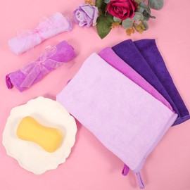 PHOGARY Wash Cloth Set of 6 Small Towels for Face / Body, 21 x 15 cm, Super Absorbent & Lightweight Microfibre Face Wash Gloves, Small Hand Guest Towels (Purple)