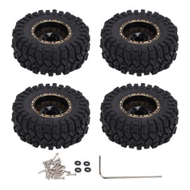 4Pcs Brass Wheel Tire Set 1.2in Hub Replacement for Traxxas 1/18 RC Crawler Car Black