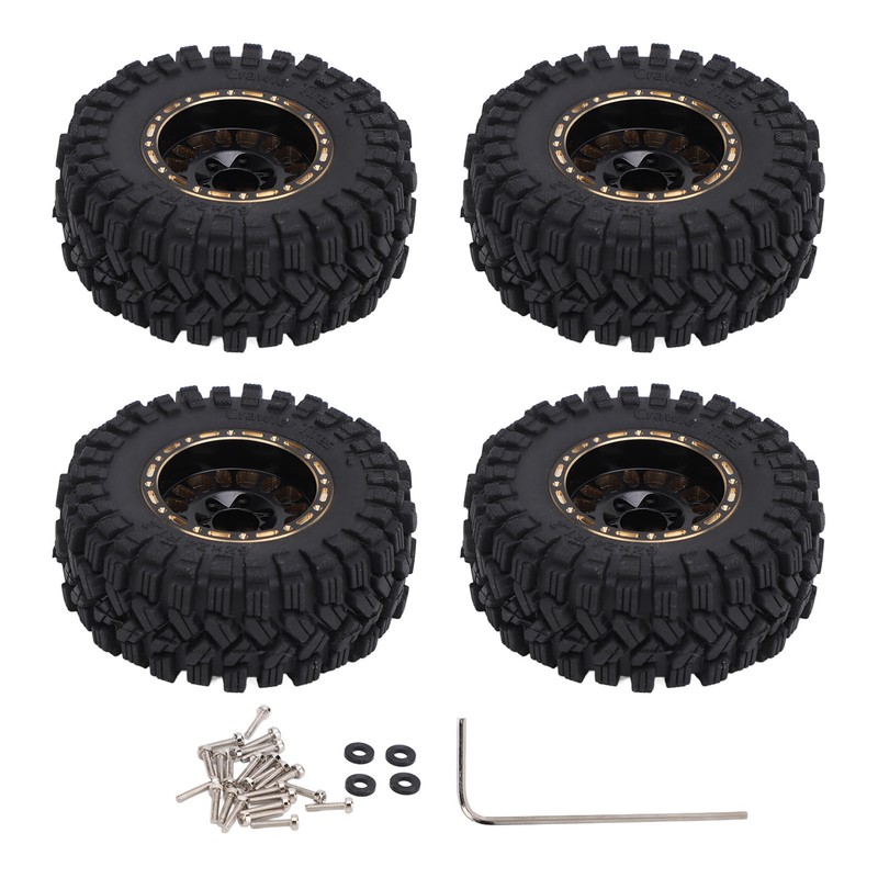 4Pcs Brass Wheel Tire Set 1.2in Hub Replacement for Traxxas
