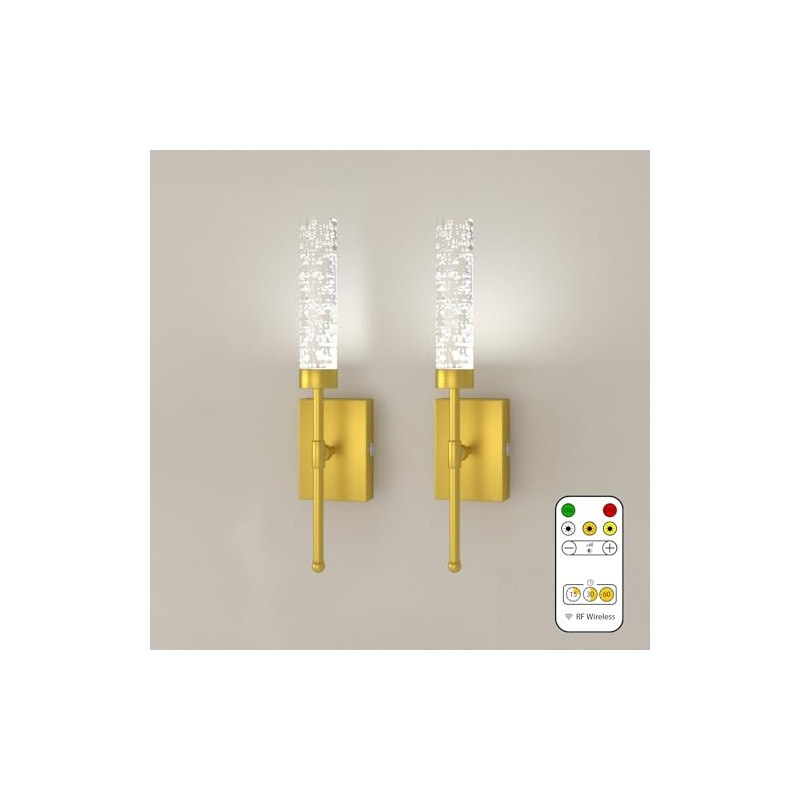 ThyFenno Battery Operated Crystal Wall sconces with Remote Control, 3