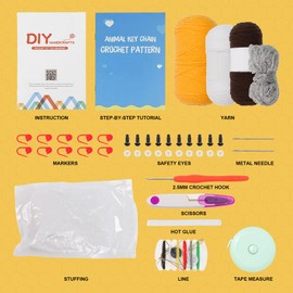 Hylvix Kit de ganchillo para principiantes, kit de animales de ganchillo de panal de abeja, kit de tejer para aprender a ganchillo, con video guía paso a paso para principiantes, adultos y niños para