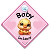 Baby On Board Pink Duck Sign, Duckling Baby Car Sign