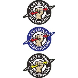 3 pcs Electrician Hard Hat Stickers, for Hard Hat, Window, Car Electrical Safety Helmet Union Decals