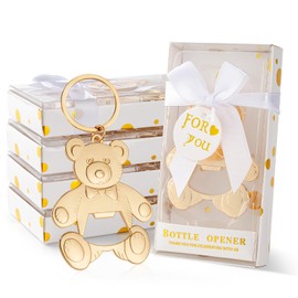 Uezea Baby bottle Opener Baby Shower Party Gift Bottle Opener Cute Bear Shape Bottle Opener Guest Wedding Party Gift Back Children's Birthday Party decoration（white 24/packs）