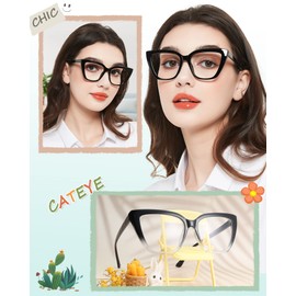MARE AZZURO Oversized Reading Glasses 2.00+ Women Large Cat Eye Readers 1.0 1.25 1.5 1.75 2.0 2.25 2.5 2.75 3.0 3.5 4.0 5.0 6.0 (Black, 2.00)
