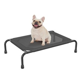 Simple Trending Elevated Dog Bed, Waterproof Small Pet Cot, Breathable Cooling Raised Pet Bed for Small Dogs Breeds Load 200lb, 36.5" x 22.5", Black