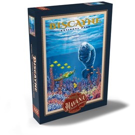 Biscayne National Park - Manatees Whispering Beneath, Vintage Travel Poster - Premium 1000 Piece Puzzle - MyPuzzle Special Collection by Havana Puzzle Company
