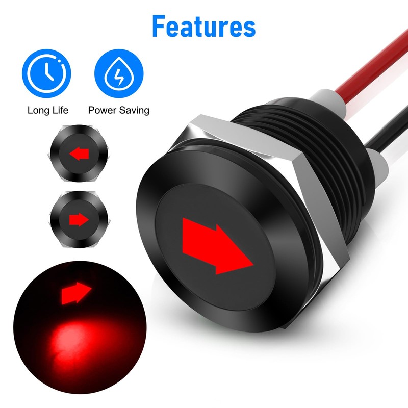 Linkstyle 2PCS 12V LED Indicator Light, 1/2" Panel Cutout Signal