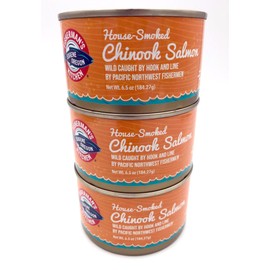 Fisherman's Kitchen Smoked Wild-Caught Chinook Salmon, 6 Ounce Can (3 Pack)