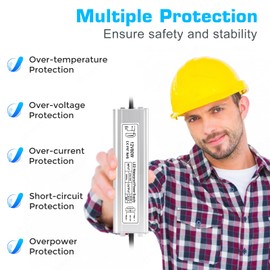 inShareplus 12V LED Power Supply, 80W IP67 AC 110-260V to DC 12 Volt Waterproof Power Supply, DC 12V 6.66A Low Voltage Transformer Driver with 3-Prong Plug for LED Outdoor Light, Computer Project