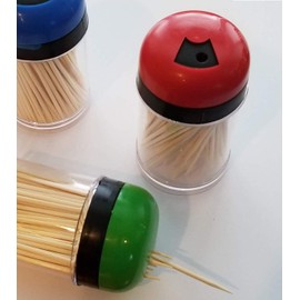 Handy Housewares 3-pack Toothpick Storage Containers with Dispenser Lids - Includes 300 Natural Wood Toothpicks (One 3-pack)