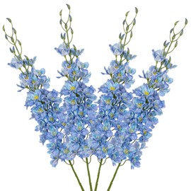 DILATATA 37'' Blue Delphinium Artificial Flowers Larkspur Faux Silk Bouquet for Tall Vases, Home & Wedding Floral Arrangements Indoor Decor,Delphinium Bulk Set for Centerpieces Garden Decorations