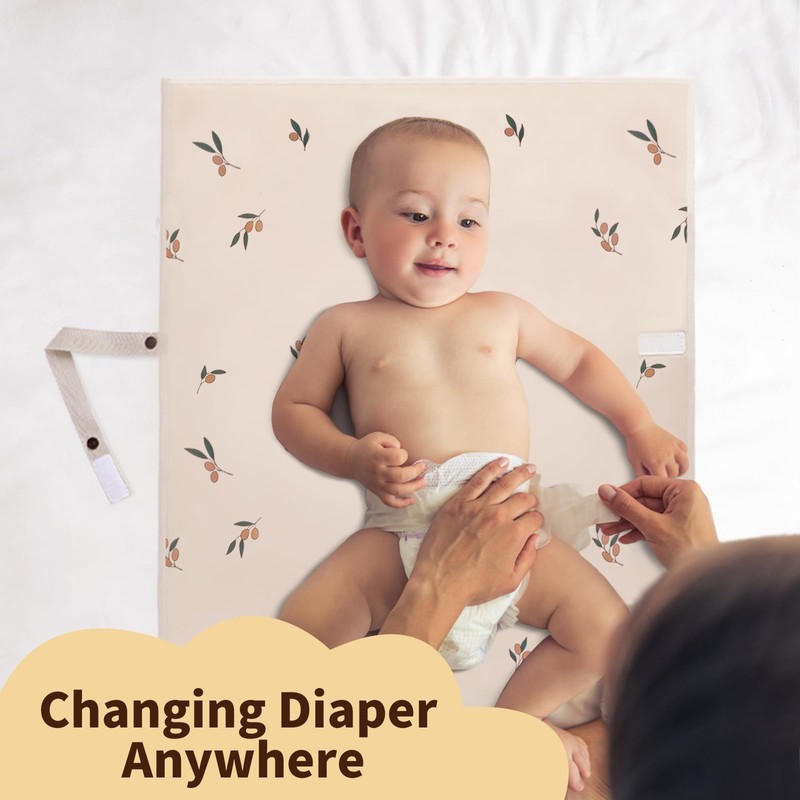Vegan Leather Portable Changing Pad - Waterproof Compact Baby Changing