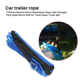 tassieroon 7700Lbs Electric Winch Rope Nylon Rope High Strength Fiber Rope 6mmx15M Car Trailer Rope Trailer Belt