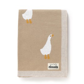 mimixiong Baby Blanket Knit Receiving Boys Girls Blanket Soft Cotton Neutral Blanke for Swaddle Crib Stroller with Cute Goose Beige 30x40 Inch