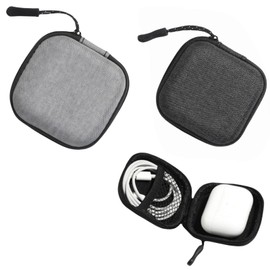 2 Pcs EVA Headphone Storage Bags,Grey,Black，Multi-functional Headphone Portable Cases,Water Resistant Headset Cases for Travel, Sports, Home Use