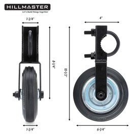 HILLMASTER 6 Inch Gate Wheel Gate Caster Kit with 1-5/8" Thru 2" Gate Frames, Heavy Duty Gate Helper Wheel Gate Support Wheel for Chain Link Fence Swing Gate, Black