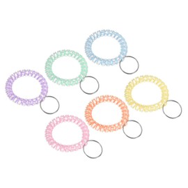 PATIKIL Stretchy Wristband Wrist Key Chain 6 Pack TPU Spiral Wrist Coil Keychain for Outdoor Sports Gym Swimming Pool Sauna ID Card 6 Colours