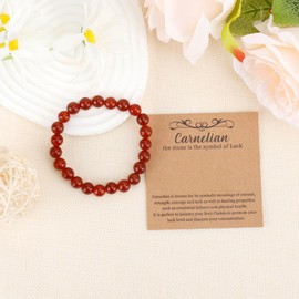 Carnelian Bracelets for Women Trendy Gift Beaded Bracelets Protection Bracelet Gemstone Jewelry Stocking Stuffers Small Christmas Birthday Gifts for Him Her Men Mom Dad Boyfriend Husband Teens Teenage
