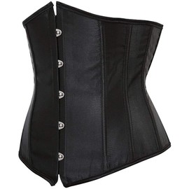 HNGHOU Women's Bustier Corset Top Plus Size Satin Waist Cincher Overbust Bustiers, Black-3, Large