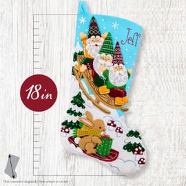 Bucilla Felt Applique 18" Stocking Making Kit, Gnomes on The Go, Perfect for DIY Arts and Crafts