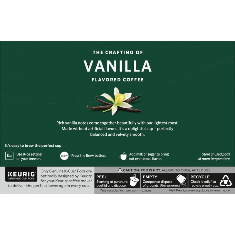 Starbucks K-Cup Coffee Pods, Flavored Hot or Iced Coffee, Vanilla,