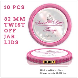 82 mm Spare Lids For Pickle and Larger Jars/Multipurpose (Twist Off Lid) (10, Pink Sweet Little Things)