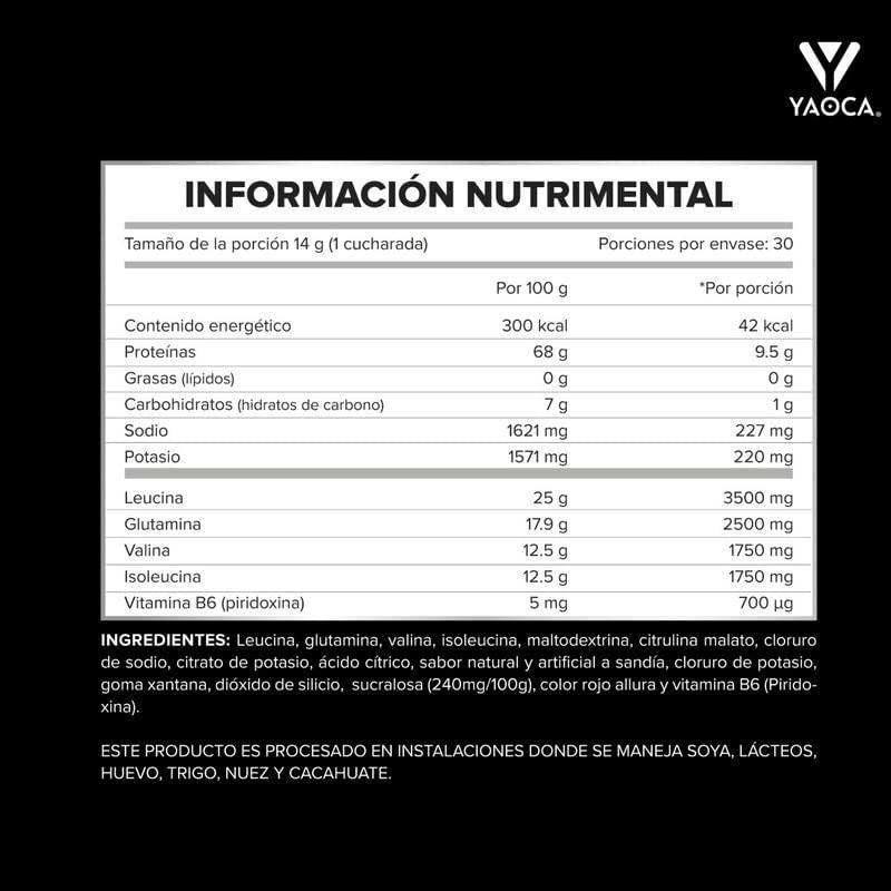 YAOCA, BCAA's en polvo 420g | Suplemento a base de