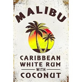 Malibu Rum 8"x12" Aluminum Weatherproof Sign p1293a