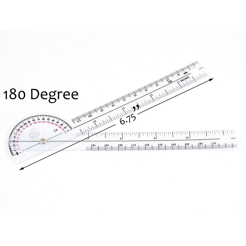 Scrubsmart Economy, Lightweight Plastic 6-3/4" Pocket Goniometer 180 Degrees EGM-425