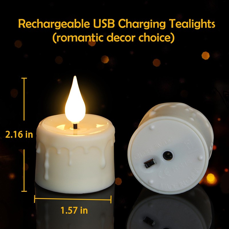 Sanmli 12pcs Rechargeable LED Tea Lights with Charging Base and