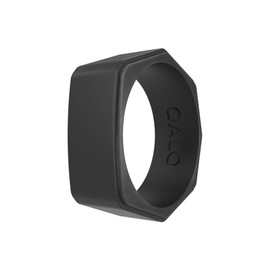 QALO Men & Women's Rubber Silicone Ring, Lake Rubber Unisex Wedding Band, Breathable, Durable Engagement Silicone Ring, 9mm Wide 2mm Thick, Black, Size 4
