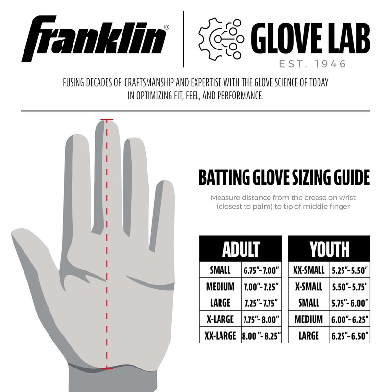 Franklin Sports 2nd-Skinz® Batting Gloves Black/Black Adult Large