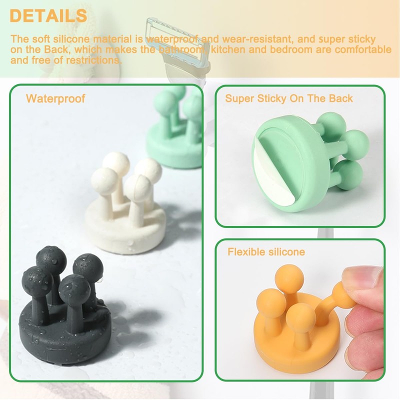 Silicone Toothbrush Holders for Bathrooms - 4 Pcs Yellow Wall