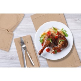Juego de 12 servilletas de tela de algodón de color beige, con dobladillo de 18 x 18 pulgadas, decorativas, suaves, duraderas, lavables, reutilizables, para decoración de mesa de comedor, Pascua,