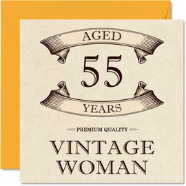 55th Birthday Card Vintage Style for Women Age 55 Funny Birthday Card for Mom Sister Wife Grandma 145mm x 145mm Ladies Greeting Cards 55th Birthday Card