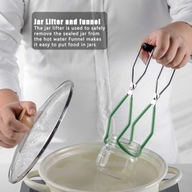 Nikou Canning Kit, 6PCS/Set Jar Grabber Sets Food Tongs Non Slip Jar Wrench Multipurpose Magnetic Lid Lifter, Multifunctional Canning Supplies Kit for Home Canning (Green)