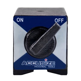 Accusize Industrial Tools Magnetic Base, 264 lb Pull with On/Off Switch, Fine Adjustment, and V-Groove Base for Machinist Indicators