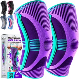 DR. BRACE ELITE Knee Brace with Size Stabilizer (2 Pack) Knee Brace for Women & Men, Workout, Sports, Daily Knee Compression Sleeve for Maximum Knee Pain Support & Fast Recovery (Galaxsis, X-Large)