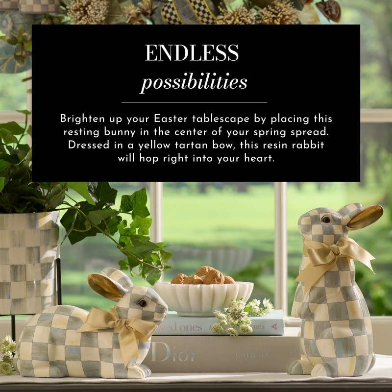 MACKENZIE-CHILDS Bunny Figurine, Rabbit Figurine Decoration for Spring, Resting, Sterling