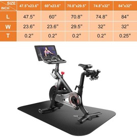 Basics Bike Mat for Indoor Exercise - Compatible with Treadmill, Elliptical & Spin Bike, Gym Pad for Hardwood & Carpet Floors - Color: 32" X 74.8"