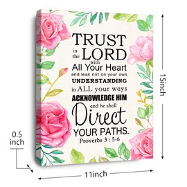 OTINGQD Trust in The Lord Proverbs 3:5-6 Canvas Wall Art,Bible Verse Scripture Canvas Painting Prints for Christian Home Bedroom Office Church Religious Wall Decor