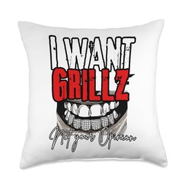 For man with grillz teeth woman with Grills teeth Throw Pillow