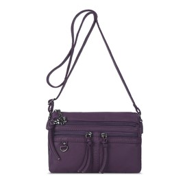 Angel Kiss Small Crossbody Bag for Women Leather Crossbody Purse Triple Compartments Cell Phone Purse Shoulder Bags for Women,Purple